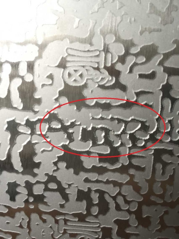 pattern blurring of etching stainless steel sheets