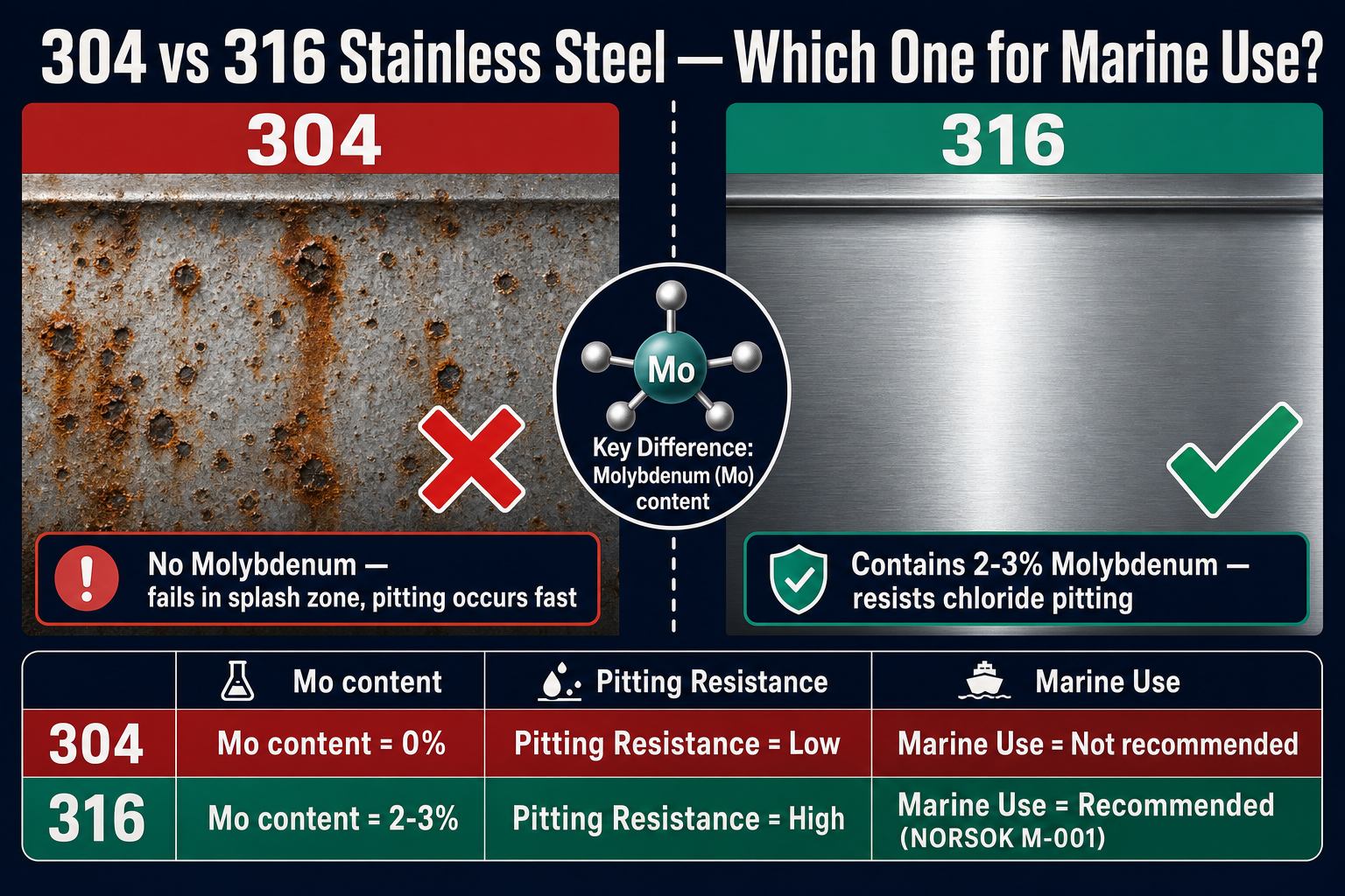 304 vs 316 Stainless Steel -Which One for Marine Use