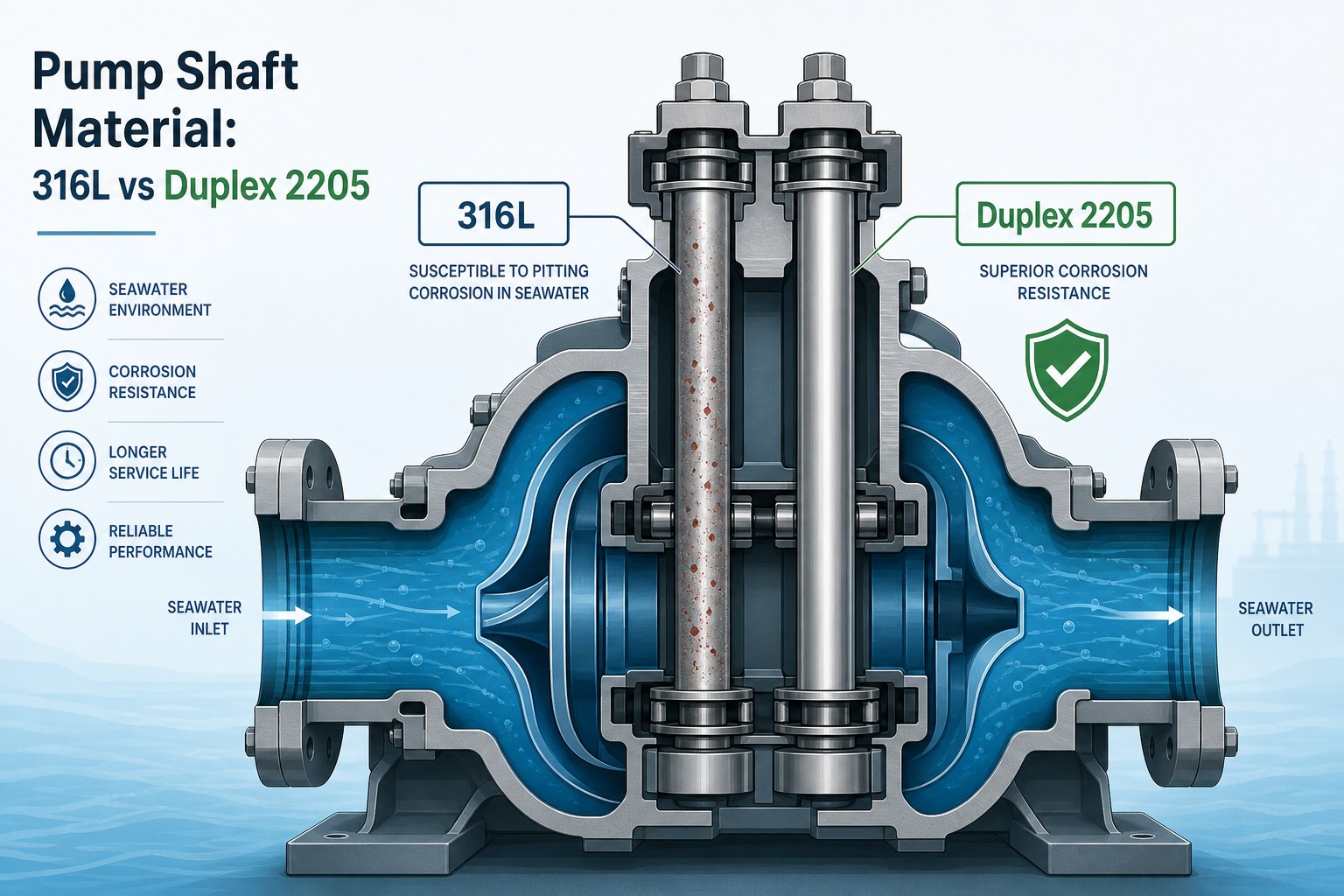 Pump Shaft Material 316L vs Duplex 2205