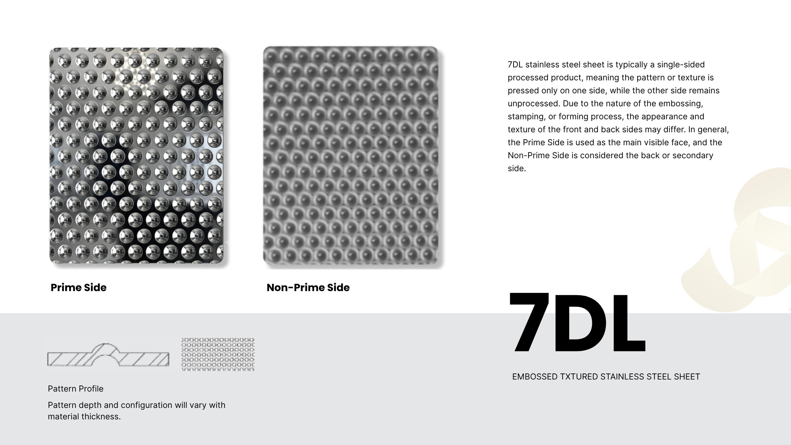 7DL stainless steel sheet pattern profile and surface treatment description (1)