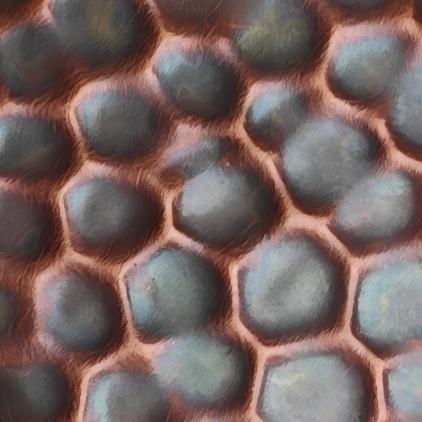 Dual-tone hammered stainless steel sheet in copper and grey