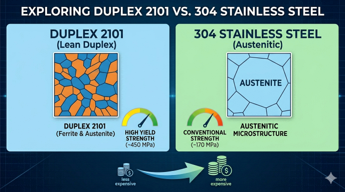 Duplex 2101 offers higher strength and lower cost than 304 in many industrial storage tank projects. Learn when it can replace 304 and where its limits are.