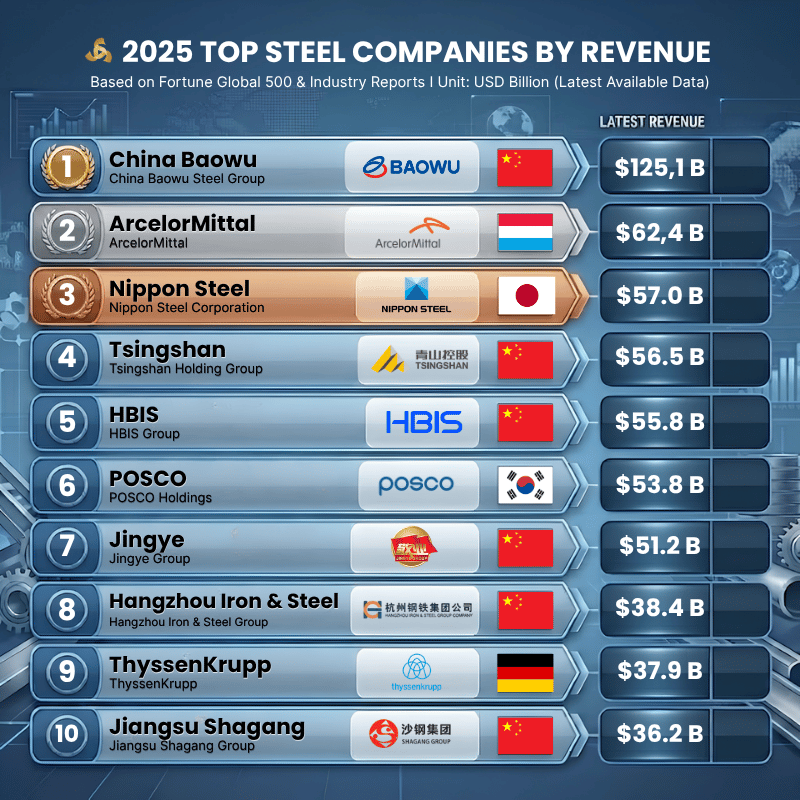 2025 TOP STEEL COMPANIES BY REVENUE