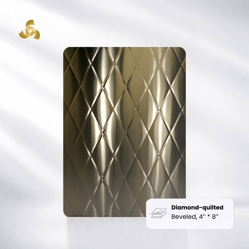 Beveled Elongated diamond quilted embossed stailess steel sheet 4 8 inch
