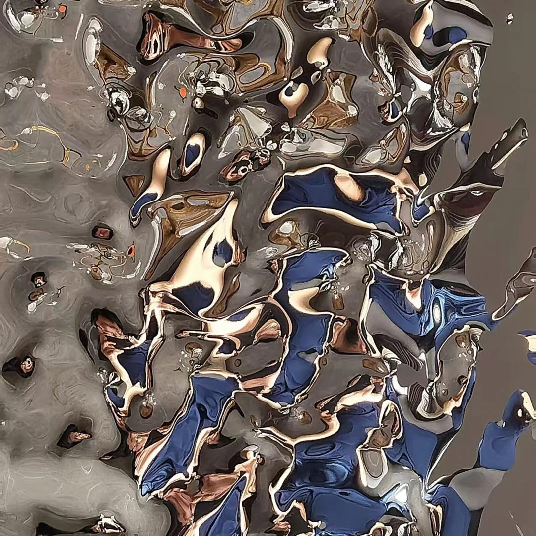Deep Water Ripple Embossed Stainless Steel Sheet​ – Navy & Antique Copper