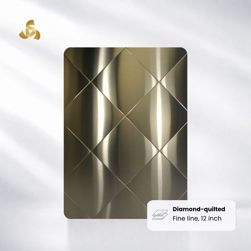Square diamond quilted embossed stailess steel sheet with large cells 12 inch