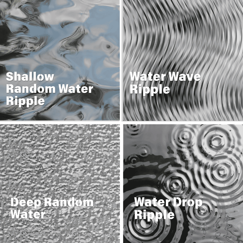 water ripple embossed stainless steel sheets in four patterns