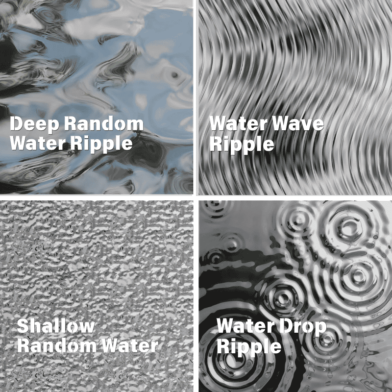 water ripple embossed stainless steel sheets in four patterns