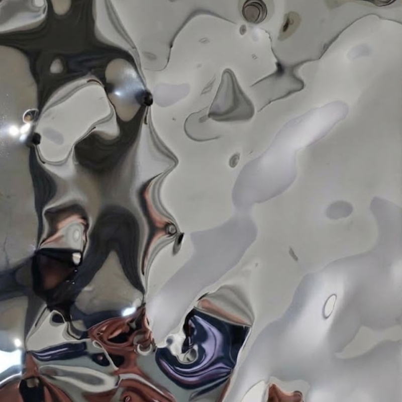 Silver Random Medium Water Ripple Stainless Steel Sheet S26WT-02